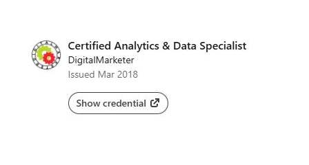 Certified Analytics & Data Specialist